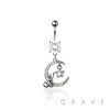 316L SURGICAL STEEL MULTI CZ MOON CAT STAR BELLY BUTTON NAVEL RING 